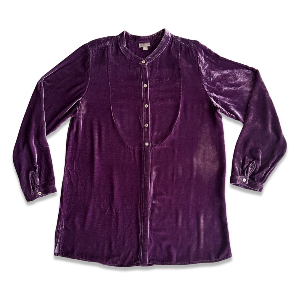 🏷️*Price Drop* J. Jill Purple Velvet Long Sleeve Tuxedo Tunic Size Medium